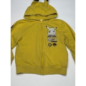 Kids Yellow Pikachu Pokemon Zip‎ Up Hoodie with Ears Size S/P